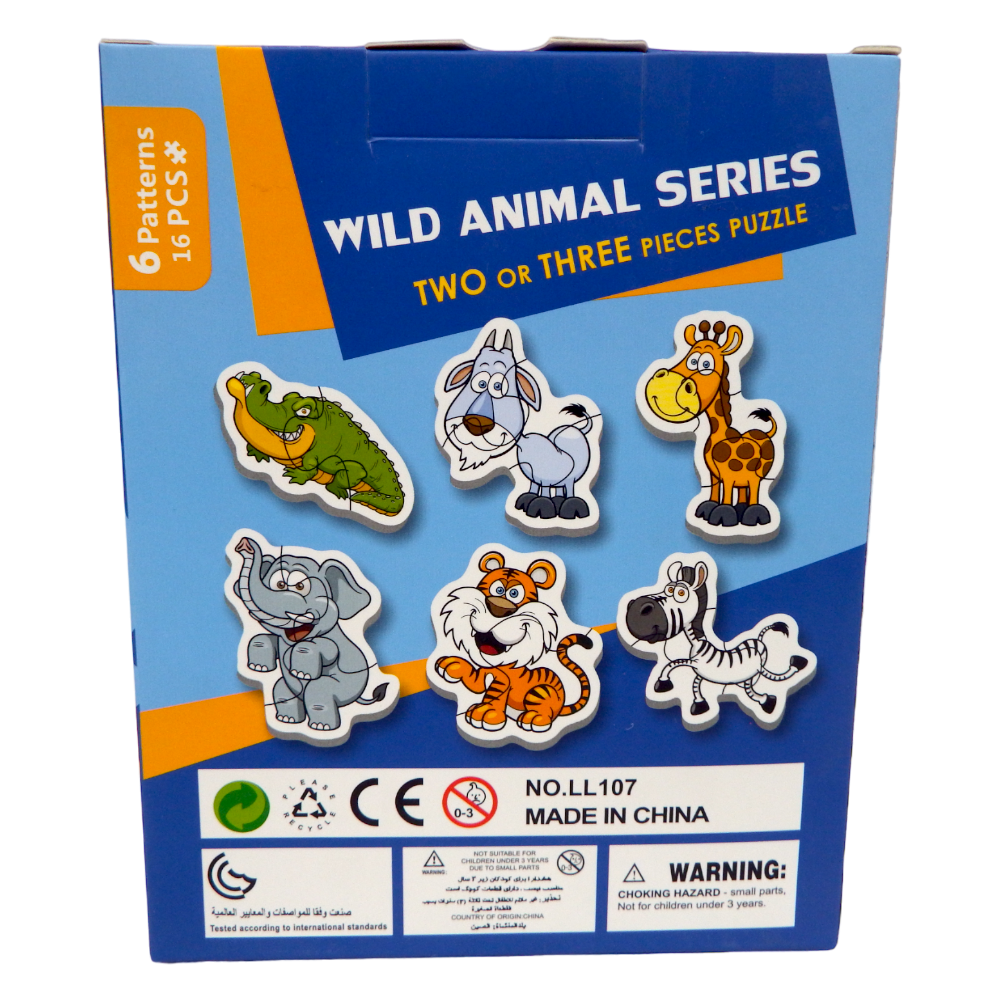 Puzzle Wild Animal Series Two or Three Pieces Puzzle 6 Patterns 16 pcs