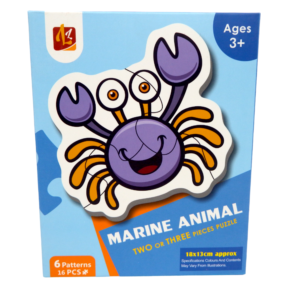 Puzzle Marine Animal Two or Three Pieces Puzzle 6 Patterns 16 pcs