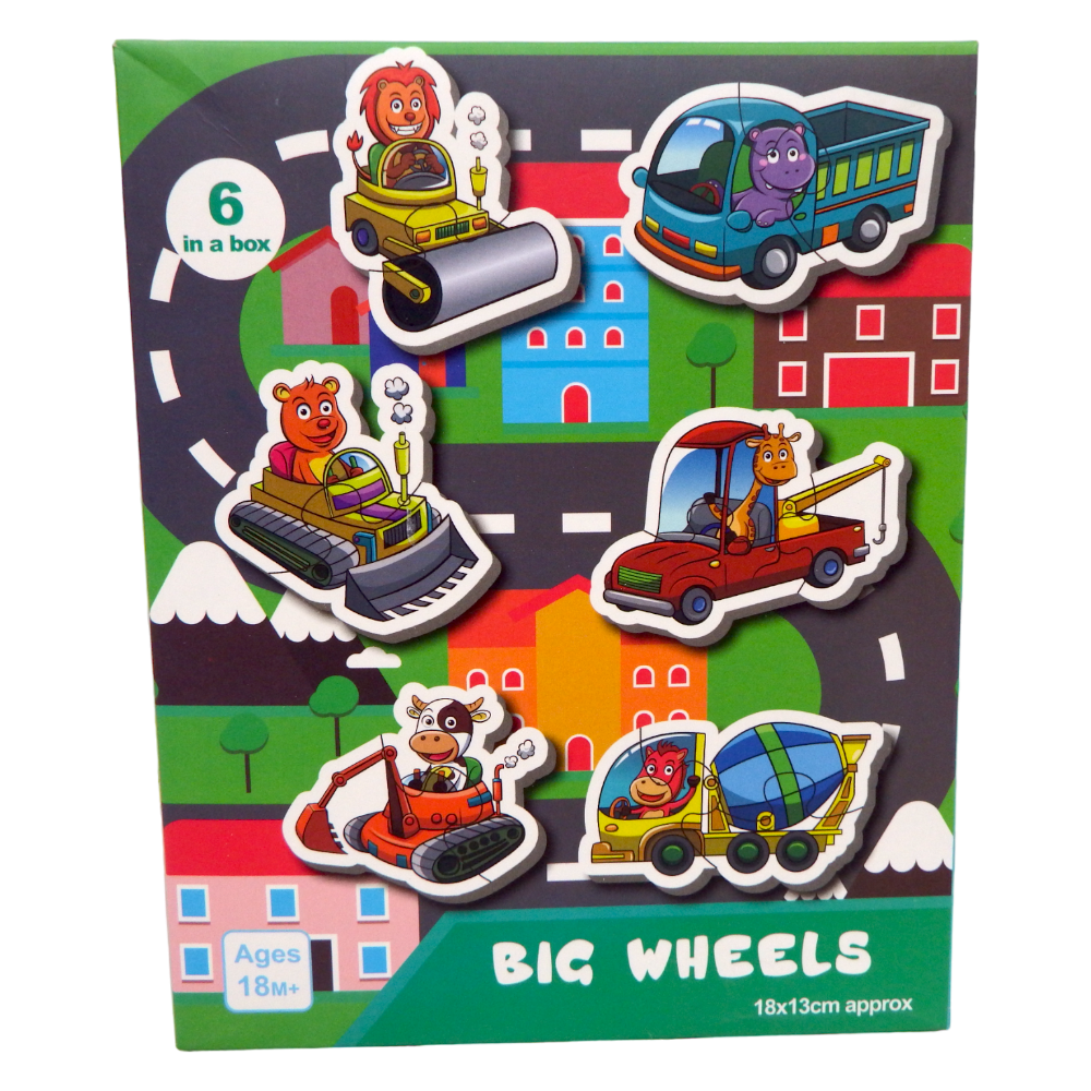 Puzzle Big Wheels Two or Three Pieces Puzzle 6 Patterns 14 pcs