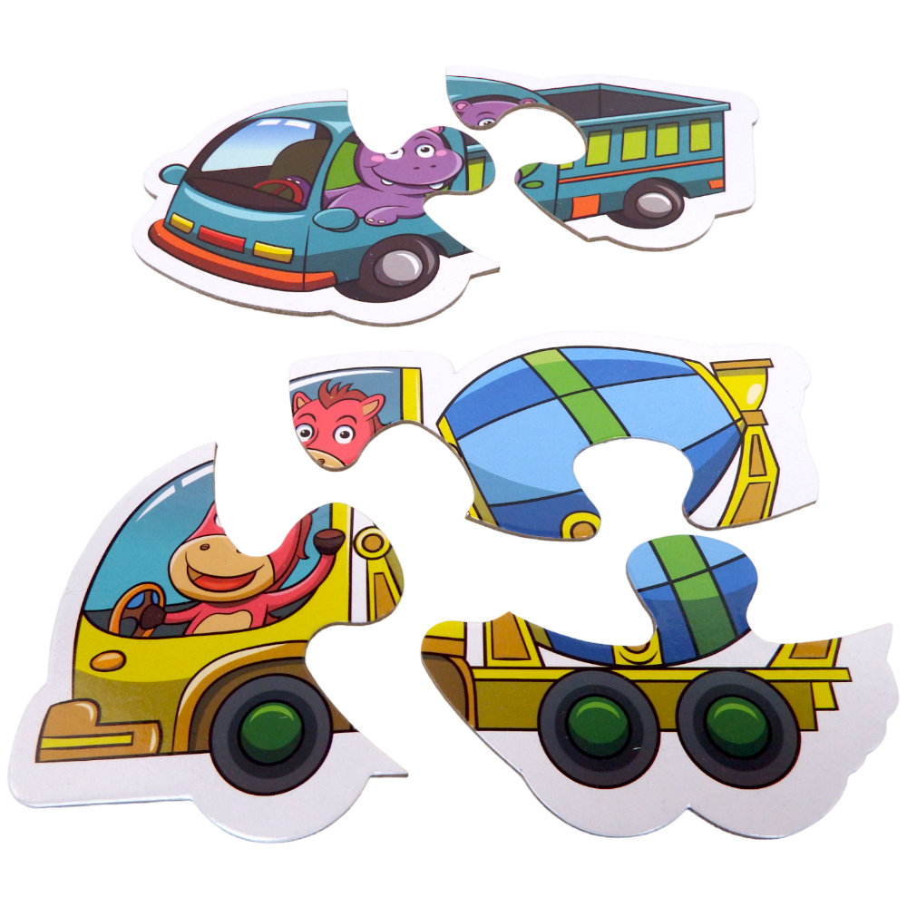 Puzzle Big Wheels Two or Three Pieces Puzzle 6 Patterns 14 pcs