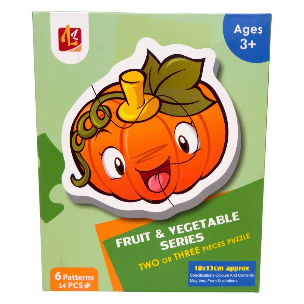 Puzzle Fruit & Vegetable Series Two or Three Pieces Puzzle 6 Patterns 14 pcs