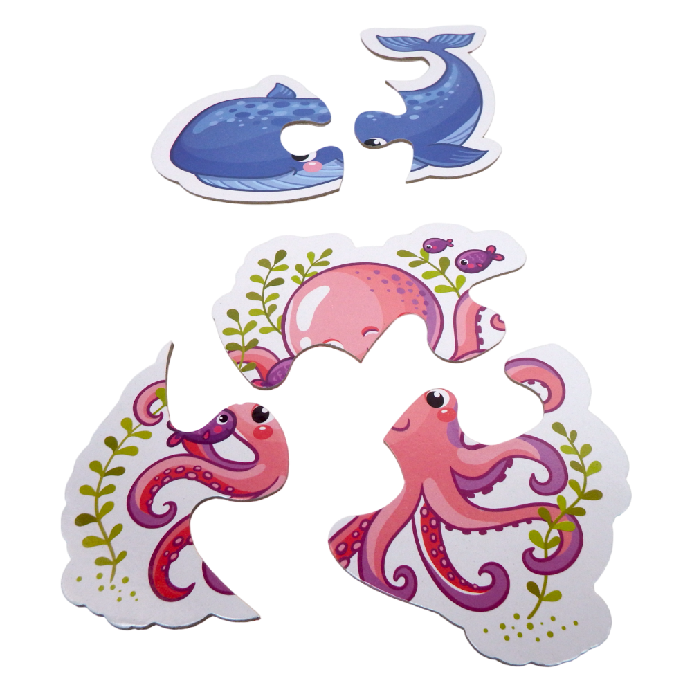 Puzzle Sea Life Two or Three Pieces Puzzle 6 Patterns 14 pcs