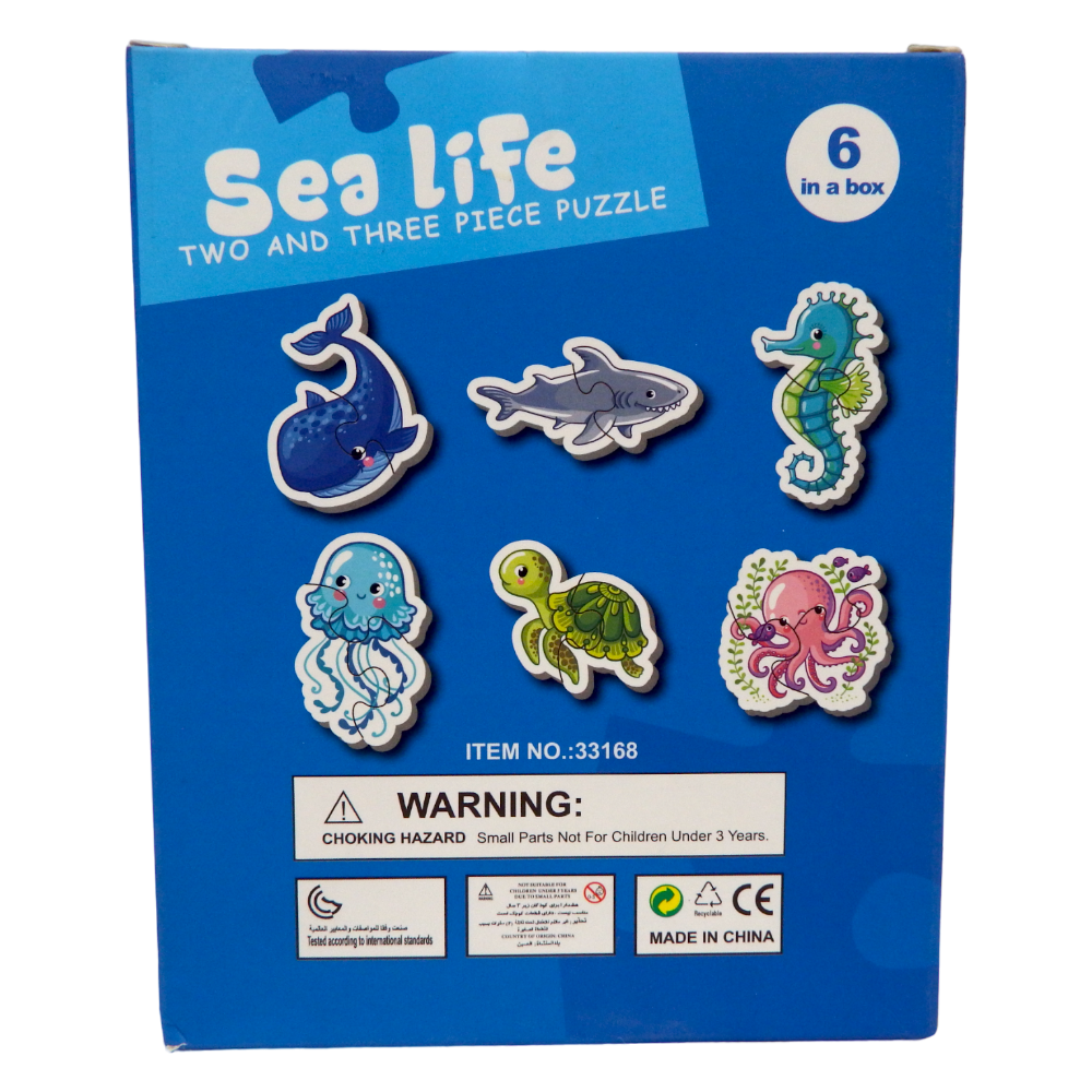 Puzzle Sea Life Two or Three Pieces Puzzle 6 Patterns 14 pcs