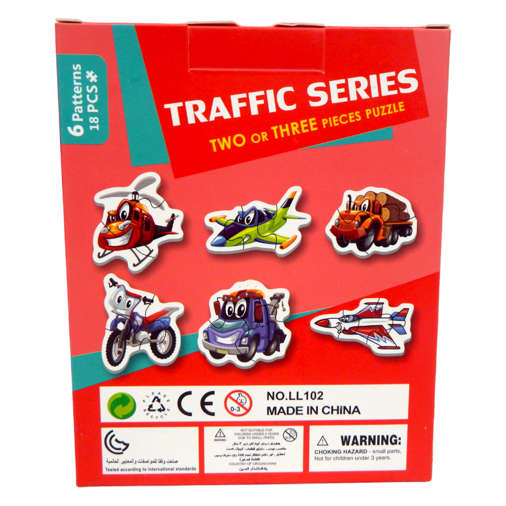 Puzzle Traffic Series Two or Three Pieces Puzzle 6 Patterns 18 pcs