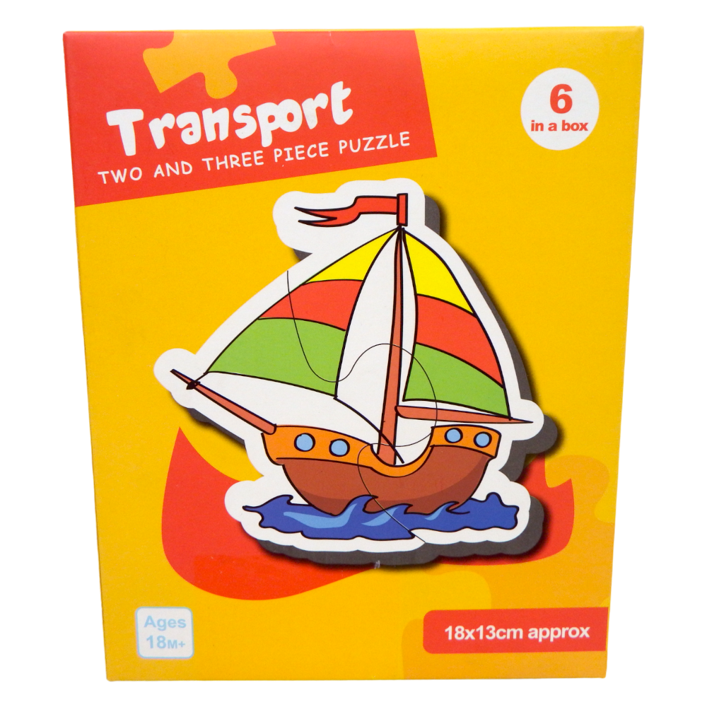 Puzzle Transport Two or Three Pieces Puzzle 6 Patterns 14 pcs