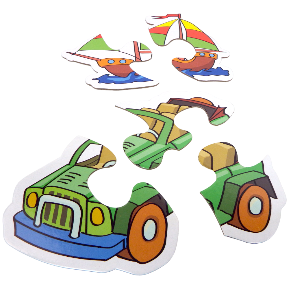 Puzzle Transport Two or Three Pieces Puzzle 6 Patterns 14 pcs