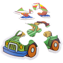 Puzzle Transport Two or Three Pieces Puzzle 6 Patterns 14 pcs