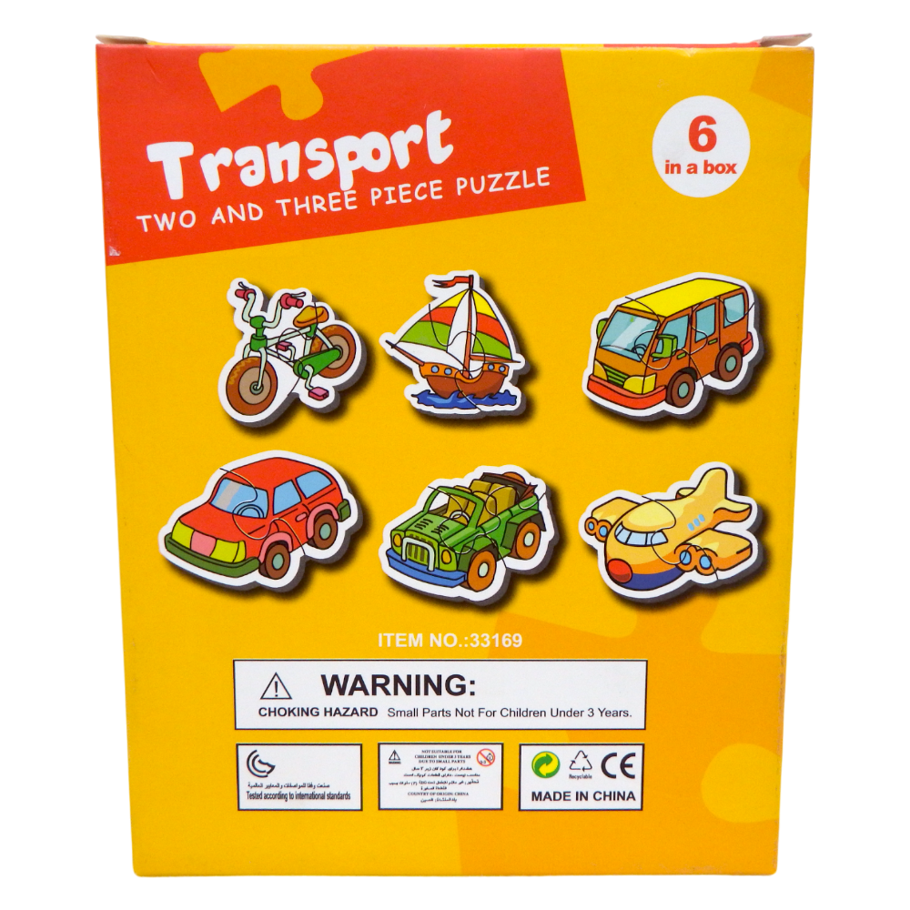 Puzzle Transport Two or Three Pieces Puzzle 6 Patterns 14 pcs
