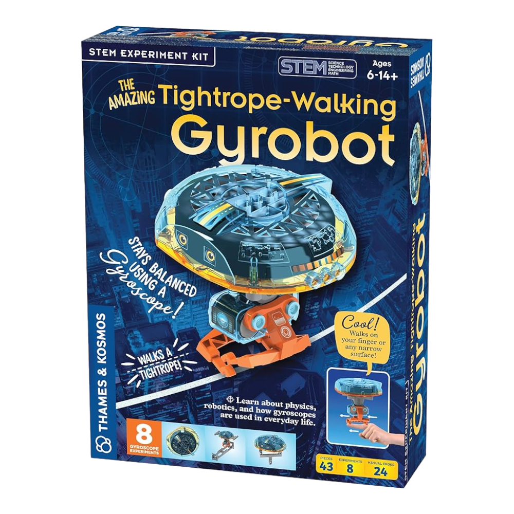 THAMES & KOSMOS The Amazing Tightrope-Walking Gyrobot, Teens and Kids Science Kit, Learning Resources for Physics Concepts, STEM Toys for Science Experiments, Age 6-14+ 