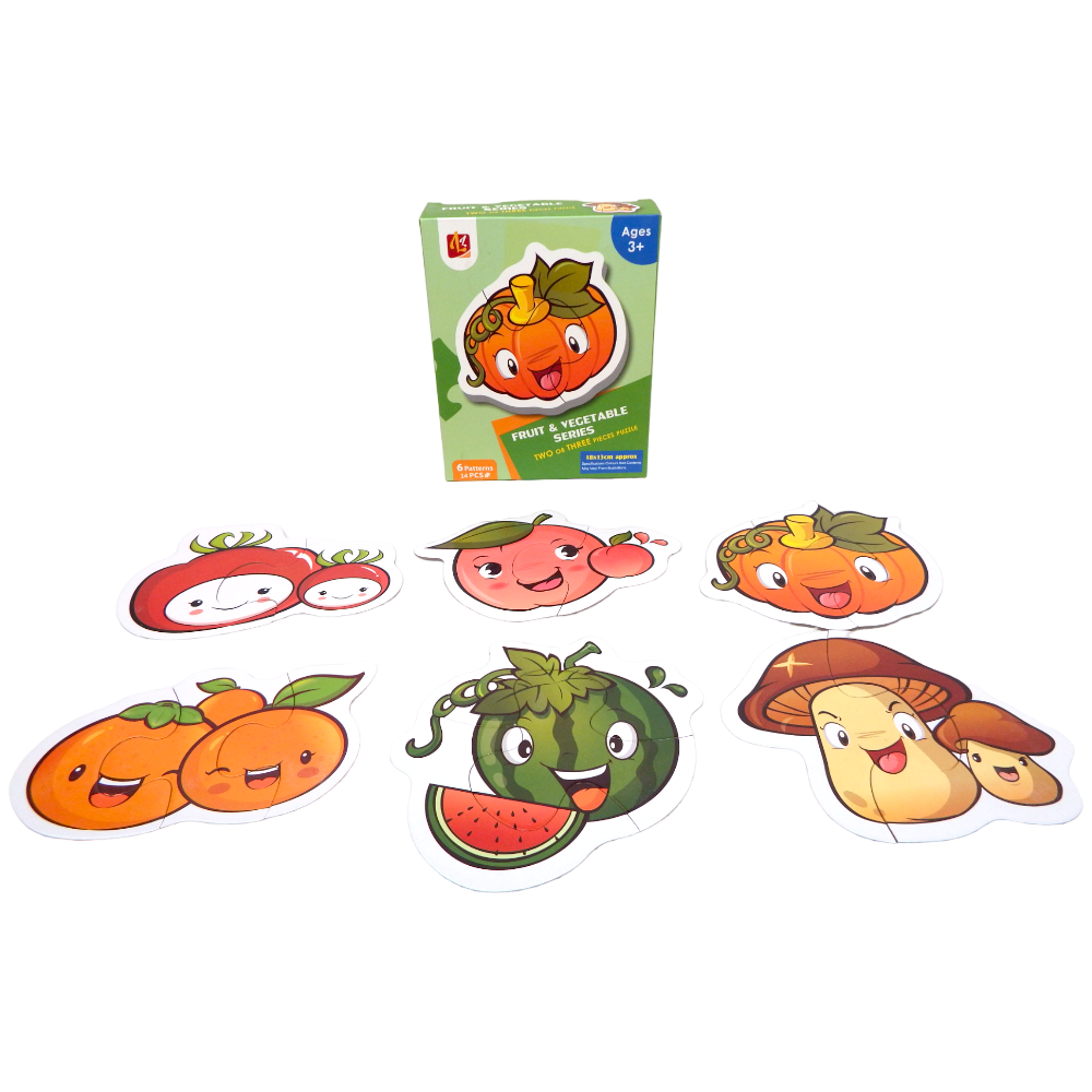 Puzzle Fruit & Vegetable Series Two or Three Pieces Puzzle 6 Patterns 14 pcs
