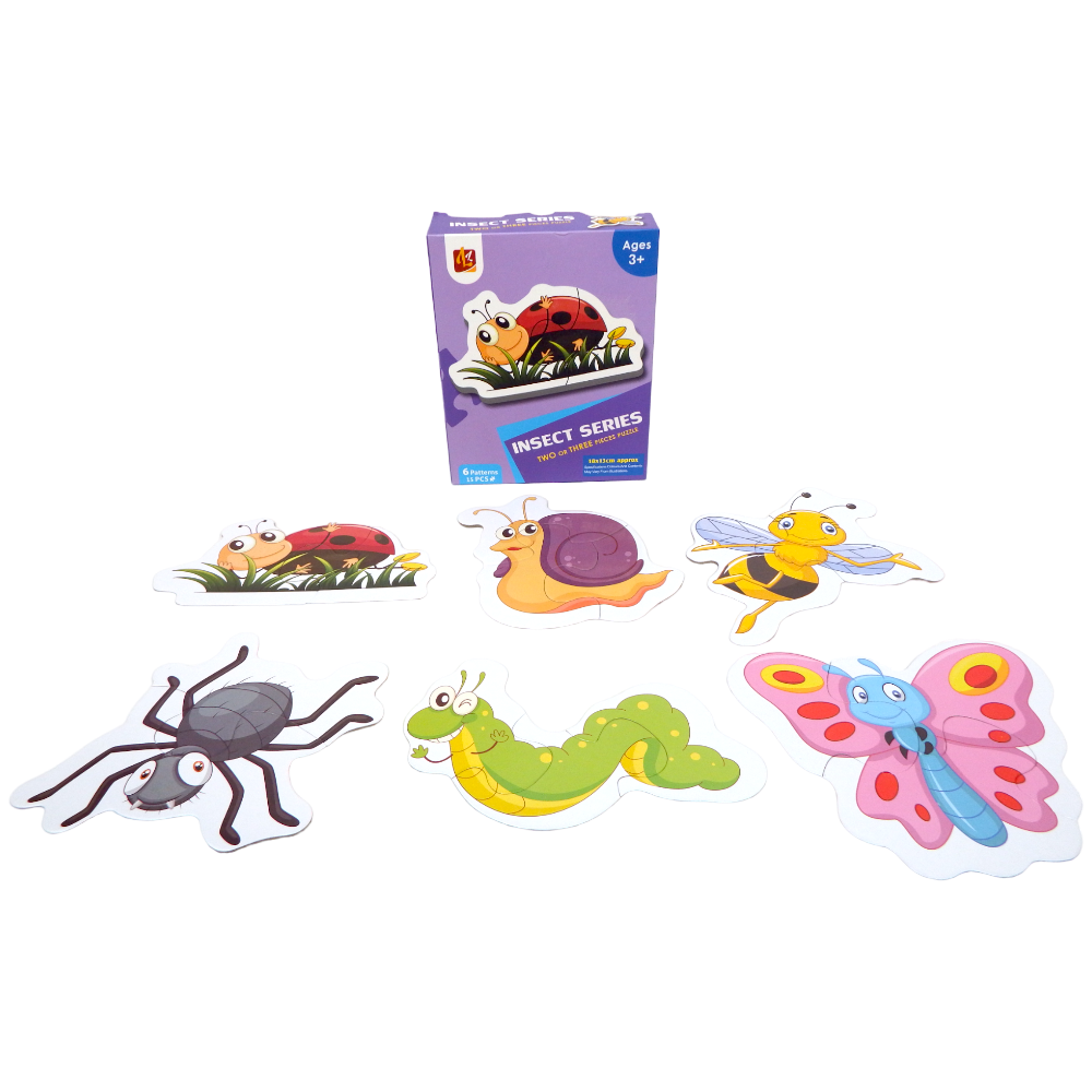 Puzzle Insect Series Two or Three Pieces Puzzle 6 Patterns 15 pcs