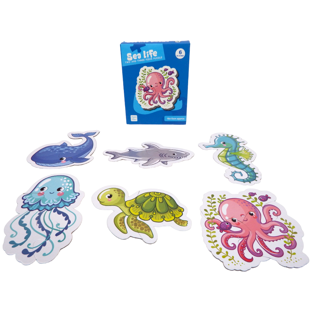 Puzzle Sea Life Two or Three Pieces Puzzle 6 Patterns 14 pcs